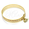 Oro Laminado Semanario Bangle, Gold Filled Style Elephant Design, Diamond Cutting Finish, Tricolor, 07.253.0001.06 (02 MM Thickness, Size 6 (2.75 Diameter))
