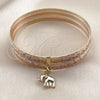 Oro Laminado Semanario Bangle, Gold Filled Style Elephant Design, Diamond Cutting Finish, Tricolor, 07.253.0001.06 (02 MM Thickness, Size 6 (2.75 Diameter))
