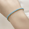 Oro Laminado Tennis Bracelet, Gold Filled Style with Turquoise Cubic Zirconia, Polished, Golden Finish, 03.130.0001.1.07 (03 MM Thickness, 8 Inches Length)