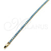 Oro Laminado Tennis Bracelet, Gold Filled Style with Turquoise Cubic Zirconia, Polished, Golden Finish, 03.130.0001.1.07 (03 MM Thickness, 8 Inches Length)