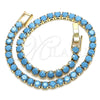 Oro Laminado Tennis Bracelet, Gold Filled Style with Turquoise Cubic Zirconia, Polished, Golden Finish, 03.130.0001.1.07 (03 MM Thickness, 8 Inches Length)