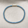 Oro Laminado Tennis Bracelet, Gold Filled Style with Turquoise Cubic Zirconia, Polished, Golden Finish, 03.130.0001.1.07 (03 MM Thickness, 8 Inches Length)