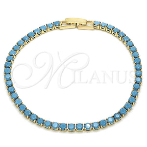 Gold Filled Bracelet — Tennis Bracelet with Turquoise Cubic Zirconia Polished 03. — main product view — SKU 132613 | Oro Laminado brazalete — Tennis Bracelet with Turquoise Cubic Zirconia pulido 03. — SKU 132613