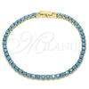 Oro Laminado Tennis Bracelet, Gold Filled Style with Turquoise Cubic Zirconia, Polished, Golden Finish, 03.130.0001.1.07 (03 MM Thickness, 8 Inches Length)