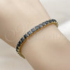 Oro Laminado Tennis Bracelet, Gold Filled Style Baguette Design, with Black Cubic Zirconia, Polished, Golden Finish, 03.130.0004.07 (05 MM Thickness, 7 Inches Length)