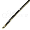 Oro Laminado Tennis Bracelet, Gold Filled Style Baguette Design, with Black Cubic Zirconia, Polished, Golden Finish, 03.130.0004.07 (05 MM Thickness, 7 Inches Length)