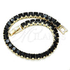 Oro Laminado Tennis Bracelet, Gold Filled Style Baguette Design, with Black Cubic Zirconia, Polished, Golden Finish, 03.130.0004.07 (05 MM Thickness, 7 Inches Length)