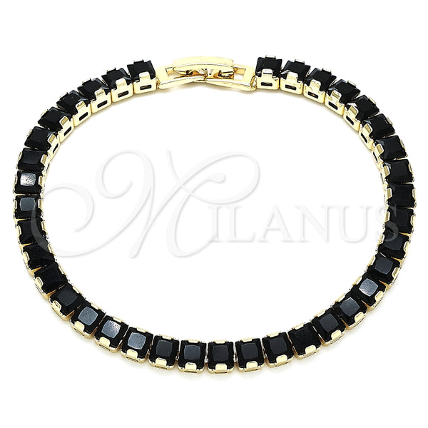 Gold Filled Bracelet — Tennis Bracelet Baguette Design with Black Cubic Zirconia — main product view — SKU 132619 | Oro Laminado brazalete — Tennis Bracelet Baguette diseño with negro Cubic Zirconia — SKU 132619