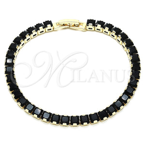Gold Filled Bracelet — Tennis Bracelet Baguette Design with Black Cubic Zirconia — main product view — SKU 132619 | Oro Laminado brazalete — Tennis Bracelet Baguette diseño with negro Cubic Zirconia — SKU 132619
