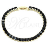 Oro Laminado Tennis Bracelet, Gold Filled Style Baguette Design, with Black Cubic Zirconia, Polished, Golden Finish, 03.130.0004.07 (05 MM Thickness, 7 Inches Length)