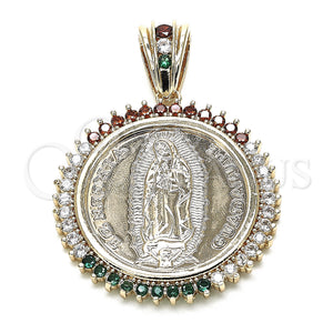 Gold Filled Pendant — Religious Pendant Guadalupe and Centenario Coin Design with — main product view — SKU 132625 | Oro Laminado dije — Religious Pendant Guadalupe and Centenario Coin diseño with — SKU 132625