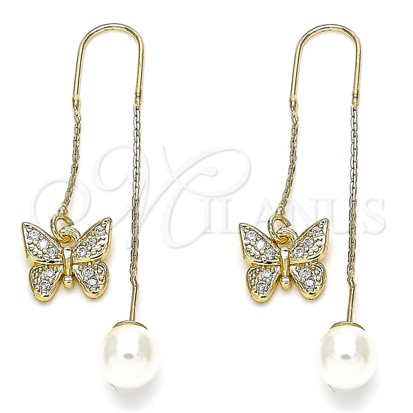 Gold Filled Ring — Threader Earring Butterfly Design with White Micro Pave — main product view — SKU 132632 | Oro Laminado anillo — Threader Earring Butterfly diseño with blanco Micro Pave — SKU 132632