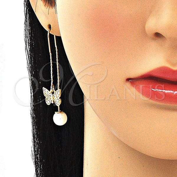 Gold Filled Ring — Threader Earring Butterfly Design with Multicolor Micro Pave — alternate product view — SKU 132633 | Oro Laminado anillo — Threader Earring Butterfly diseño with Multicolor Micro Pave — SKU 132633