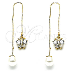 Gold Filled Ring — Threader Earring Butterfly Design with White Micro Pave — main product view — SKU 132636 | Oro Laminado anillo — Threader Earring Butterfly diseño with blanco Micro Pave — SKU 132636