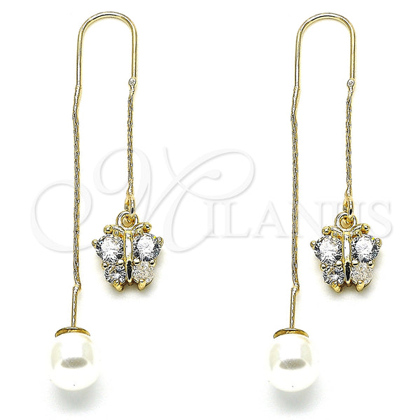 Gold Filled Ring — Threader Earring Butterfly Design with White Micro Pave — main product view — SKU 132636 | Oro Laminado anillo — Threader Earring Butterfly diseño with blanco Micro Pave — SKU 132636