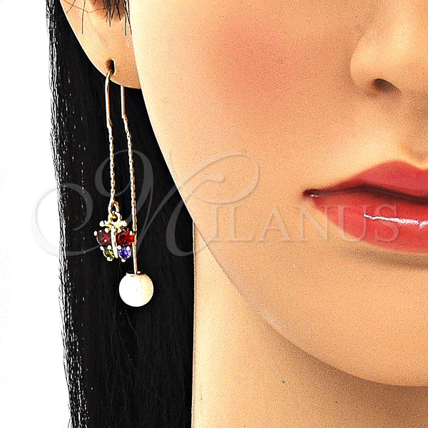 Gold Filled Ring — Threader Earring Butterfly Design with Multicolor Micro Pave — alternate product view — SKU 132637 | Oro Laminado anillo — Threader Earring Butterfly diseño with Multicolor Micro Pave — SKU 132637