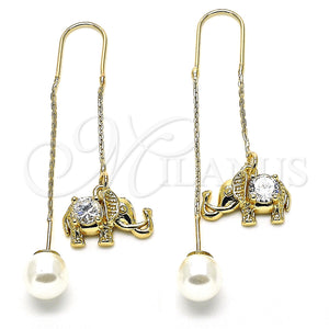 Gold Filled Ring — Threader Earring Elephant Design with White Micro Pave — main product view — SKU 132638 | Oro Laminado anillo — Threader Earring Elephant diseño with blanco Micro Pave — SKU 132638