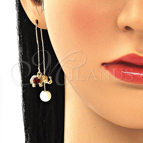 Gold Filled Ring — Threader Earring Elephant Design with Garnet Micro Pave — alternate product view — SKU 132639 | Oro Laminado anillo — Threader Earring Elephant diseño with Garnet Micro Pave — SKU 132639