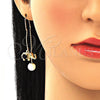 Oro Laminado Threader Earring, Gold Filled Style Elephant Design, with Black Micro Pave, Polished, Golden Finish, 02.210.0338.2