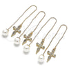 Oro Laminado Threader Earring, Gold Filled Style Cross Design, with Multicolor Micro Pave, Polished, Golden Finish, 02.210.0339.1