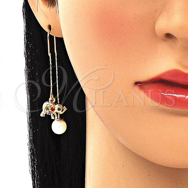 Gold Filled Ring — Threader Earring Elephant Design with Multicolor Micro Pave — alternate product view — SKU 132644 | Oro Laminado anillo — Threader Earring Elephant diseño with Multicolor Micro Pave — SKU 132644