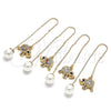 Oro Laminado Threader Earring, Gold Filled Style Elephant Design, with Multicolor Micro Pave, Polished, Golden Finish, 02.210.0340.1