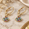 Oro Laminado Dangle Earring, Gold Filled Style with Multicolor Micro Pave, Polished, Golden Finish, 02.210.0343.1