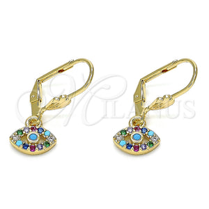Gold Filled Ring — Dangle Earring with Multicolor Micro Pave Polished 02. — main product view — SKU 132650 | Oro Laminado anillo — Dangle Earring with Multicolor Micro Pave pulido 02. — SKU 132650