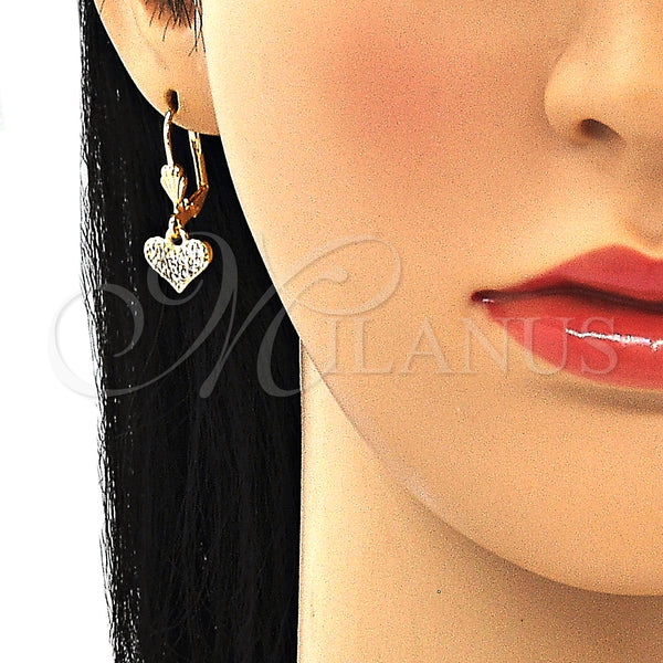 Gold Filled Ring — Dangle Earring Heart Design with White Micro Pave — alternate product view — SKU 132653 | Oro Laminado anillo — Dangle Earring corazón diseño with blanco Micro Pave — SKU 132653