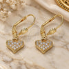 Oro Laminado Dangle Earring, Gold Filled Style Heart Design, with White Micro Pave, Polished, Golden Finish, 02.210.0345