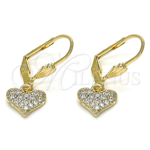 Gold Filled Ring — Dangle Earring Heart Design with White Micro Pave — main product view — SKU 132653 | Oro Laminado anillo — Dangle Earring corazón diseño with blanco Micro Pave — SKU 132653