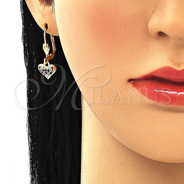 Gold Filled Ring — Threader Earring Heart Design with Multicolor Micro Pave — alternate product view — SKU 132654 | Oro Laminado anillo — Threader Earring corazón diseño with Multicolor Micro Pave — SKU 132654