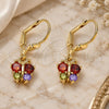Oro Laminado Dangle Earring, Gold Filled Style Butterfly Design, with Multicolor Micro Pave, Polished, Golden Finish, 02.210.0346.1