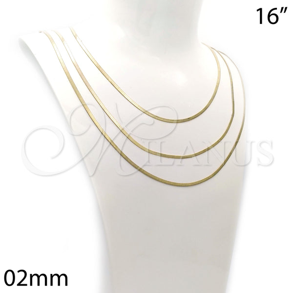 Oro Laminado Basic Necklace, Gold Filled Style Herringbone Design, Polished, Golden Finish, 04.213.0176.16 (02 MM Thickness, 16 Inches Length)