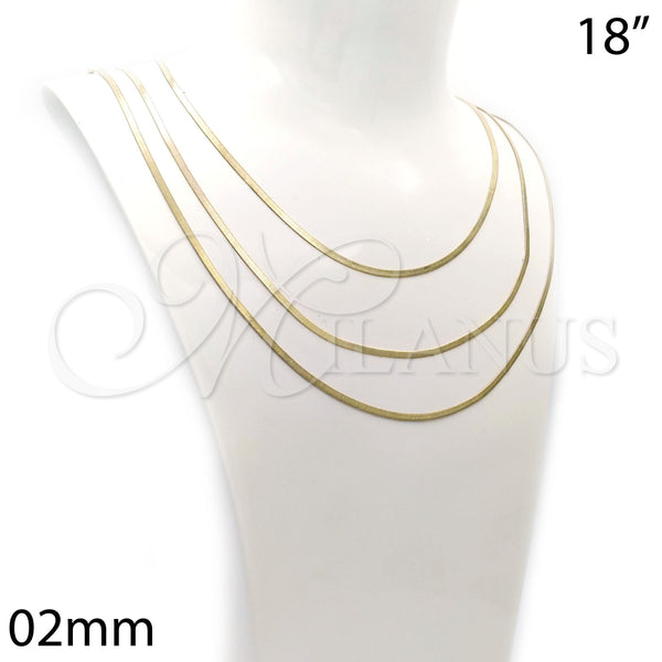 Oro Laminado Basic Necklace, Gold Filled Style Herringbone Design, Polished, Golden Finish, 04.213.0176.18 (02 MM Thickness, 18 Inches Length)