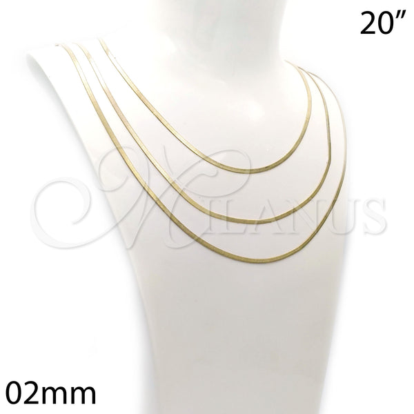 Oro Laminado Basic Necklace, Gold Filled Style Herringbone Design, Polished, Golden Finish, 04.213.0176.20 (02 MM Thickness, 20 Inches Length)