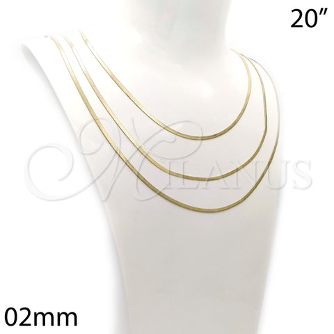 Oro Laminado Basic Necklace, Gold Filled Style Herringbone Design, Polished, Golden Finish, 04.213.0176.20 (02 MM Thickness, 20 Inches Length)