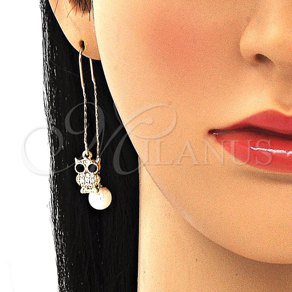 Gold Filled Ring — Threader Earring Owl Design with Black and White — alternate product view — SKU 132666 | Oro Laminado anillo — Threader Earring Owl diseño with negro and blanco — SKU 132666