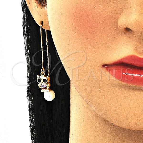Gold Filled Ring — Threader Earring Owl Design with Multicolor Micro Pave — alternate product view — SKU 132667 | Oro Laminado anillo — Threader Earring Owl diseño with Multicolor Micro Pave — SKU 132667