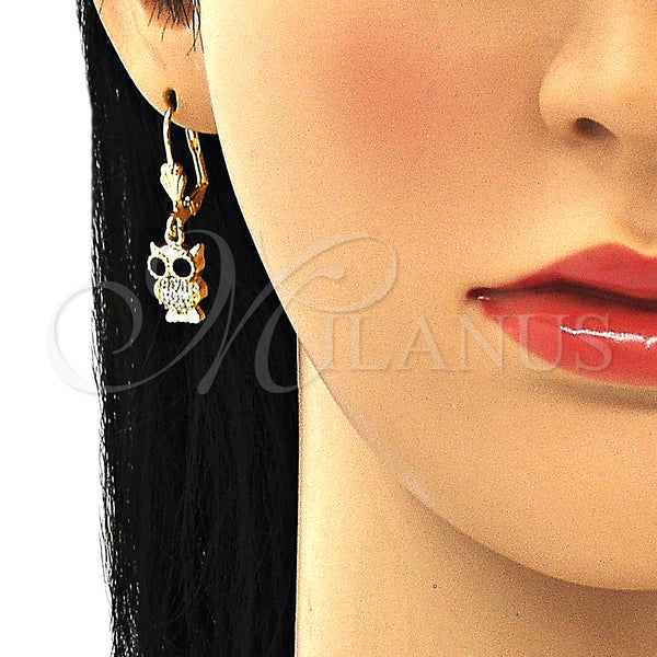 Gold Filled Ring — Dangle Earring Owl Design with Black and White — alternate product view — SKU 132668 | Oro Laminado anillo — Dangle Earring Owl diseño with negro and blanco — SKU 132668