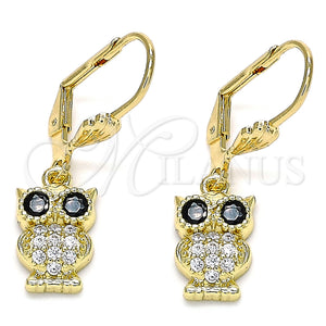 Gold Filled Ring — Dangle Earring Owl Design with Black and White — main product view — SKU 132668 | Oro Laminado anillo — Dangle Earring Owl diseño with negro and blanco — SKU 132668