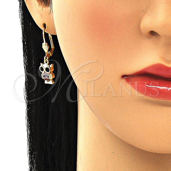 Gold Filled Ring — Threader Earring Owl Design with Multicolor Micro Pave — alternate product view — SKU 132669 | Oro Laminado anillo — Threader Earring Owl diseño with Multicolor Micro Pave — SKU 132669