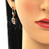 Oro Laminado Threader Earring, Gold Filled Style Owl Design, with Multicolor Micro Pave, Polished, Golden Finish, 02.210.0348.1