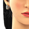 Oro Laminado Earring and Pendant Adult Set, Gold Filled Style Elephant Design, with Black Micro Pave, Polished, Golden Finish, 10.210.0113.4