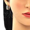 Oro Laminado Earring and Pendant Adult Set, Gold Filled Style Elephant Design, with Black Micro Pave, Polished, Golden Finish, 10.210.0113.4