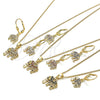 Oro Laminado Earring and Pendant Adult Set, Gold Filled Style Elephant Design, with Black Cubic Zirconia, Polished, Golden Finish, 10.316.0020.2