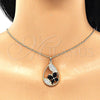 Oro Laminado Pendant Necklace, Gold Filled Style Teardrop and Butterfly Design, with Black Cubic Zirconia and White Micro Pave, Polished, Golden Finish, 04.284.0022.2.20 (02 MM Thickness, 20 Inches Length)