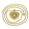 Oro Laminado Pendant Necklace, Gold Filled Style Heart Design, with White Cubic Zirconia and White Micro Pave, Polished, Golden Finish, 04.213.0177.20 (02 MM Thickness, 20 Inches Length)