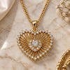 Oro Laminado Pendant Necklace, Gold Filled Style Heart Design, with White Cubic Zirconia and White Micro Pave, Polished, Golden Finish, 04.213.0177.20 (02 MM Thickness, 20 Inches Length)