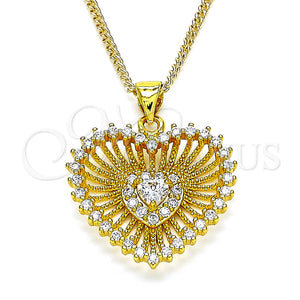 Gold Filled Necklace — Pendant Necklace Heart Design with White Cubic Zirconia — main product view — SKU 132681 | Oro Laminado collar — Pendant Necklace corazón diseño with blanco Cubic Zirconia — SKU 132681